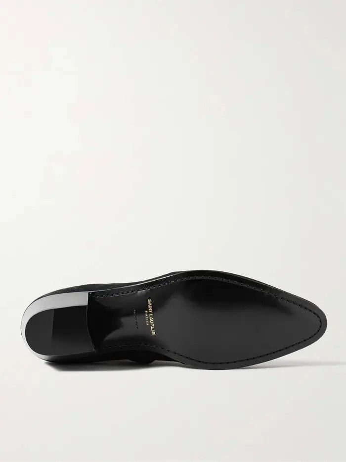 Saint Laurent Paris oc11z1225 732111 Vassili Boots in Shimmering Suede in Black Size US 12 / EU 45 - 3 Thumbnail