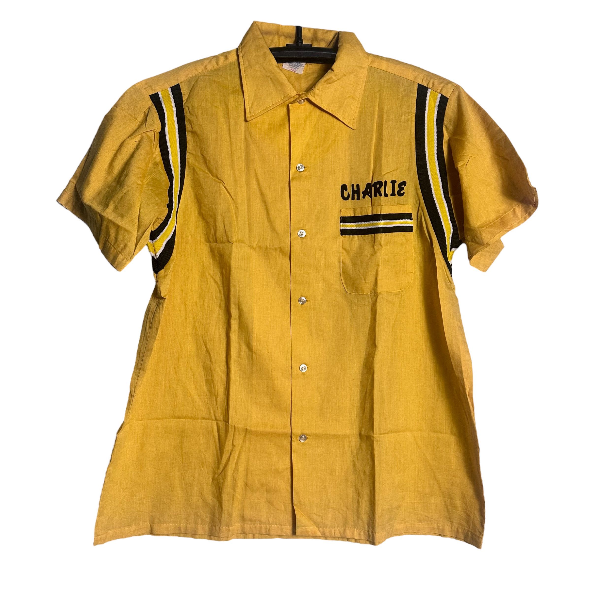 vintage Hilton bowling shirt L orange 50s bowling shirt ボウリング