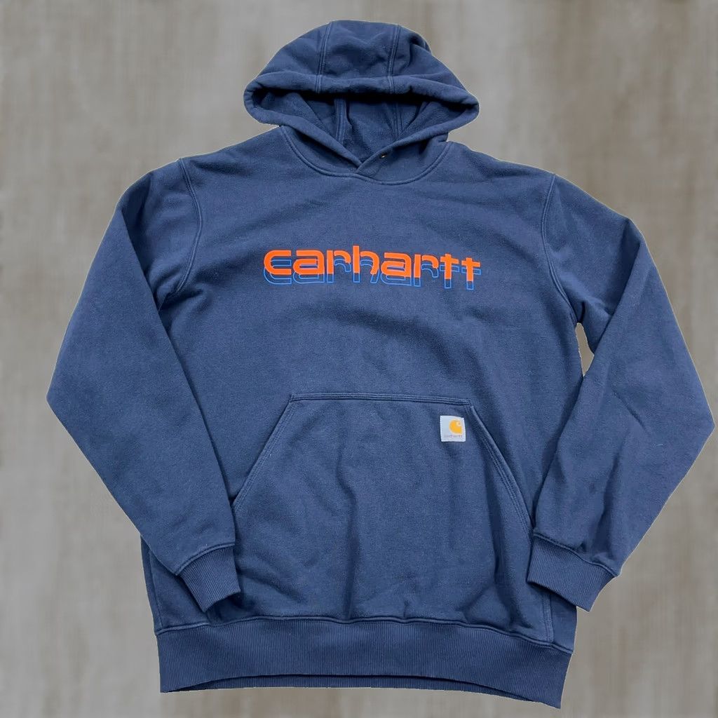 Carhartt Carhartt Hoodie Men Medium Blue Sweatshirt Spell Out Loose Fit Rain Defender Size US M / EU 48-50 / 2 - 1 Thumbnail