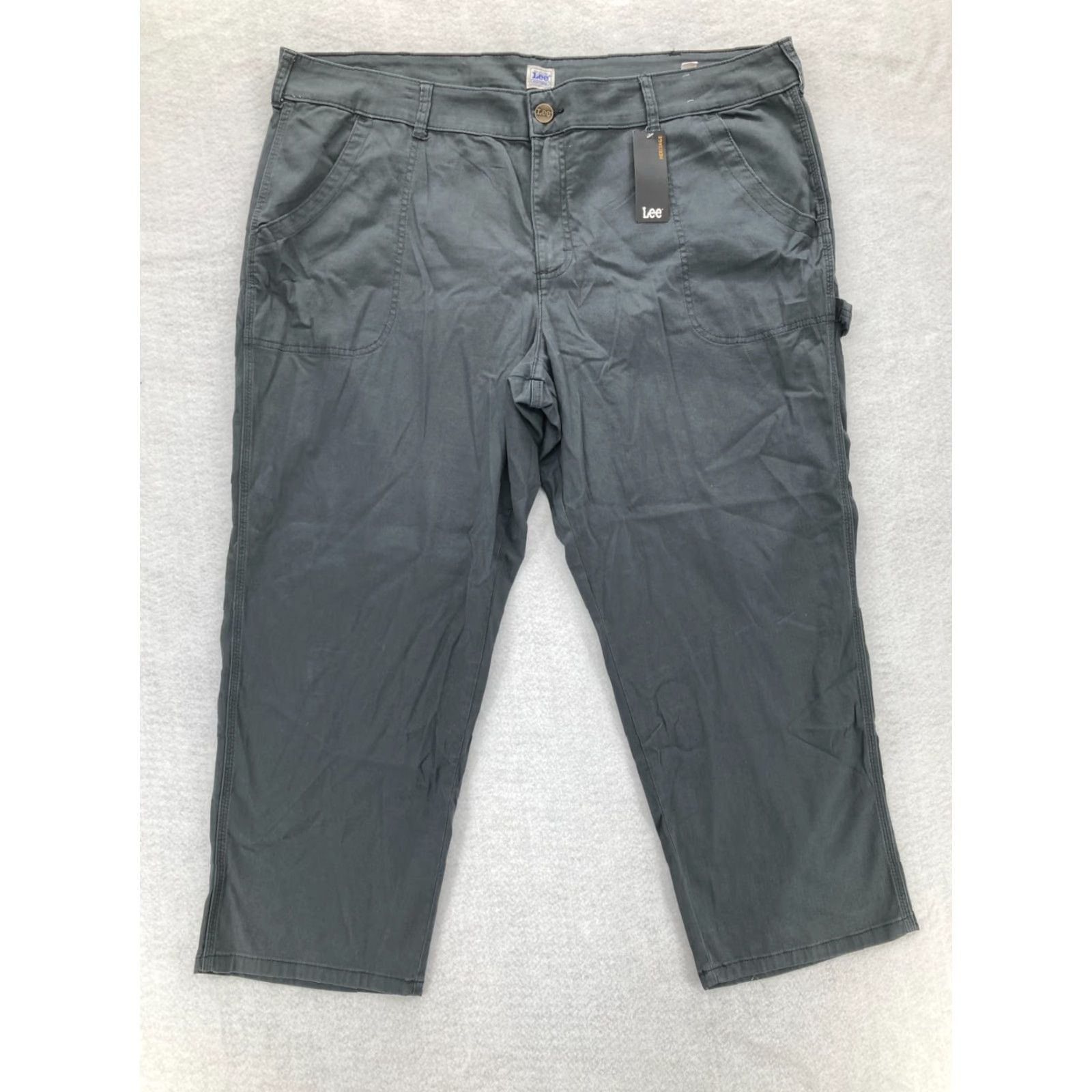 Lee Lee Workwear Carpenter Pants Women's Plus 24W Gray Stretch Straight Leg Utility Pants Size 42" / US 20 - 2 Thumbnail