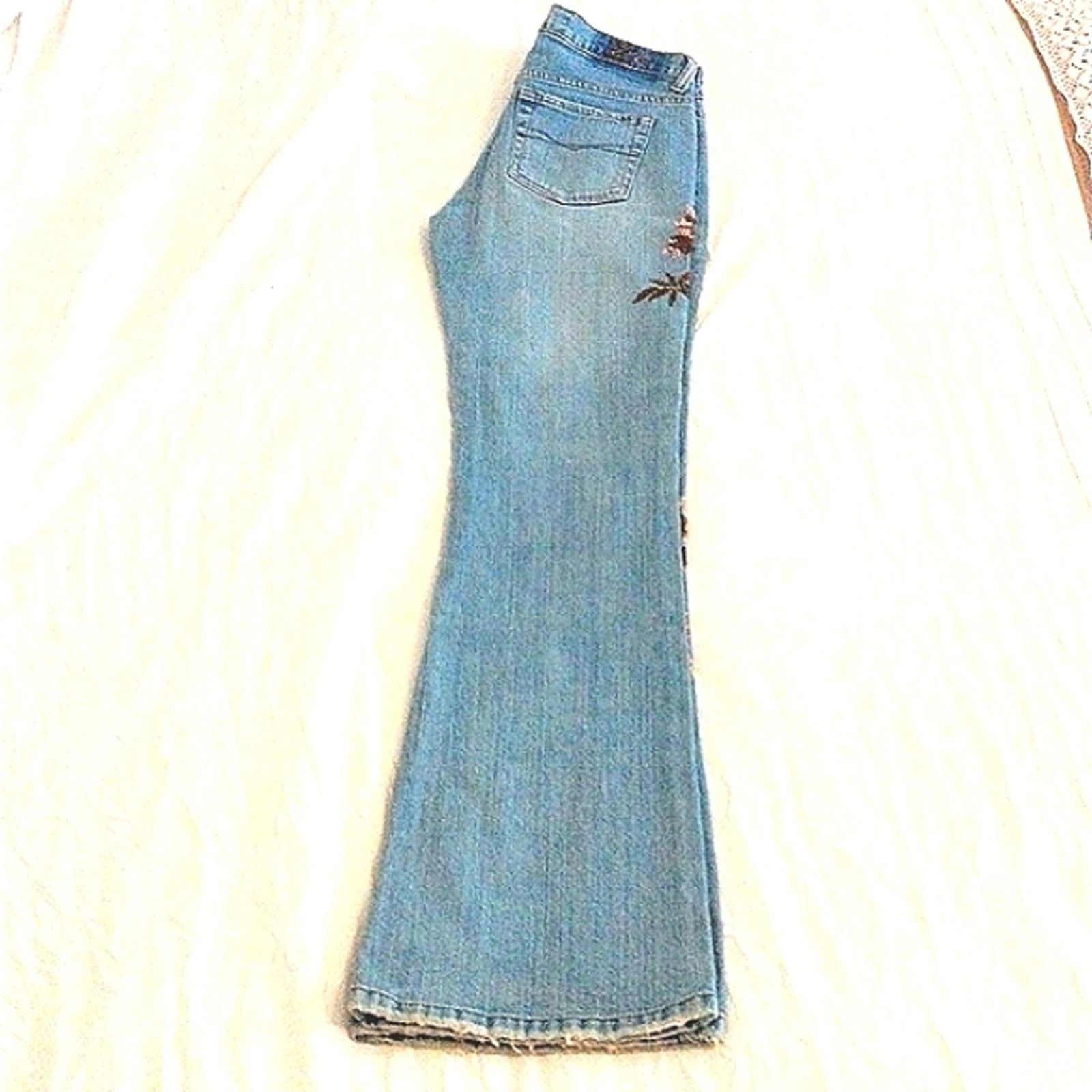 Other Cavaricci Beaded Jeans Sz S 25"W Lt Blue Floral Bohemian VNT Size 25" / US 0 / IT 36 - 5 Thumbnail