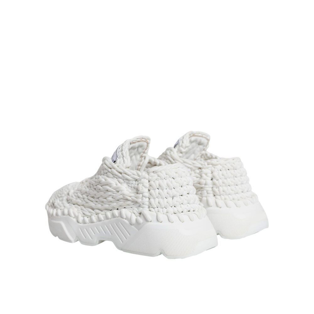 Dolce & Gabbana Dolce & Gabbana White Knitted Daymaster Sneakers Shoes Size US 9 / IT 39 - 5 Thumbnail