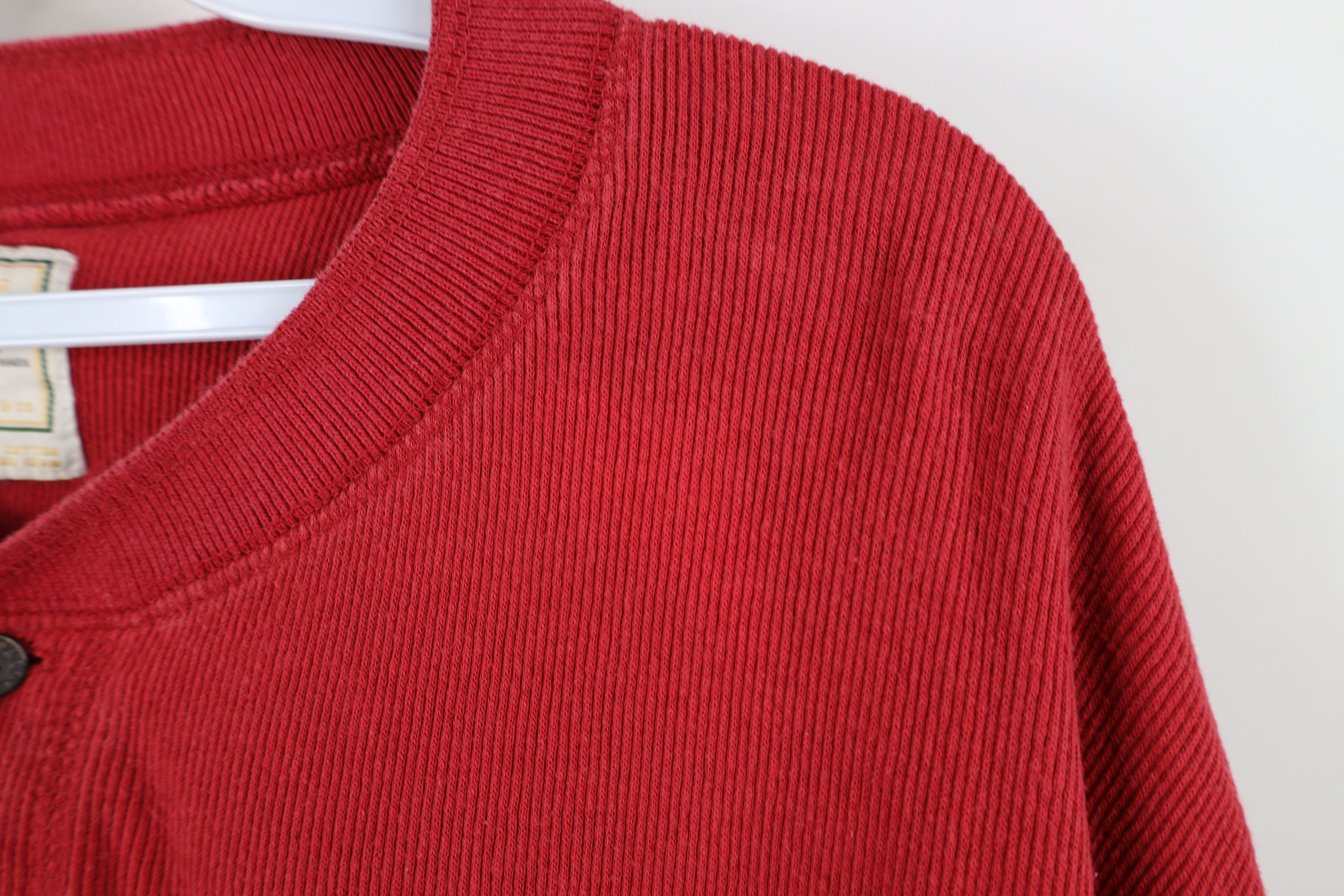 Levi's Vintage 90s Levis Ribbed Knit Long Sleeve Henley T-Shirt Red Size US XL / EU 56 / 4 - 7 Thumbnail