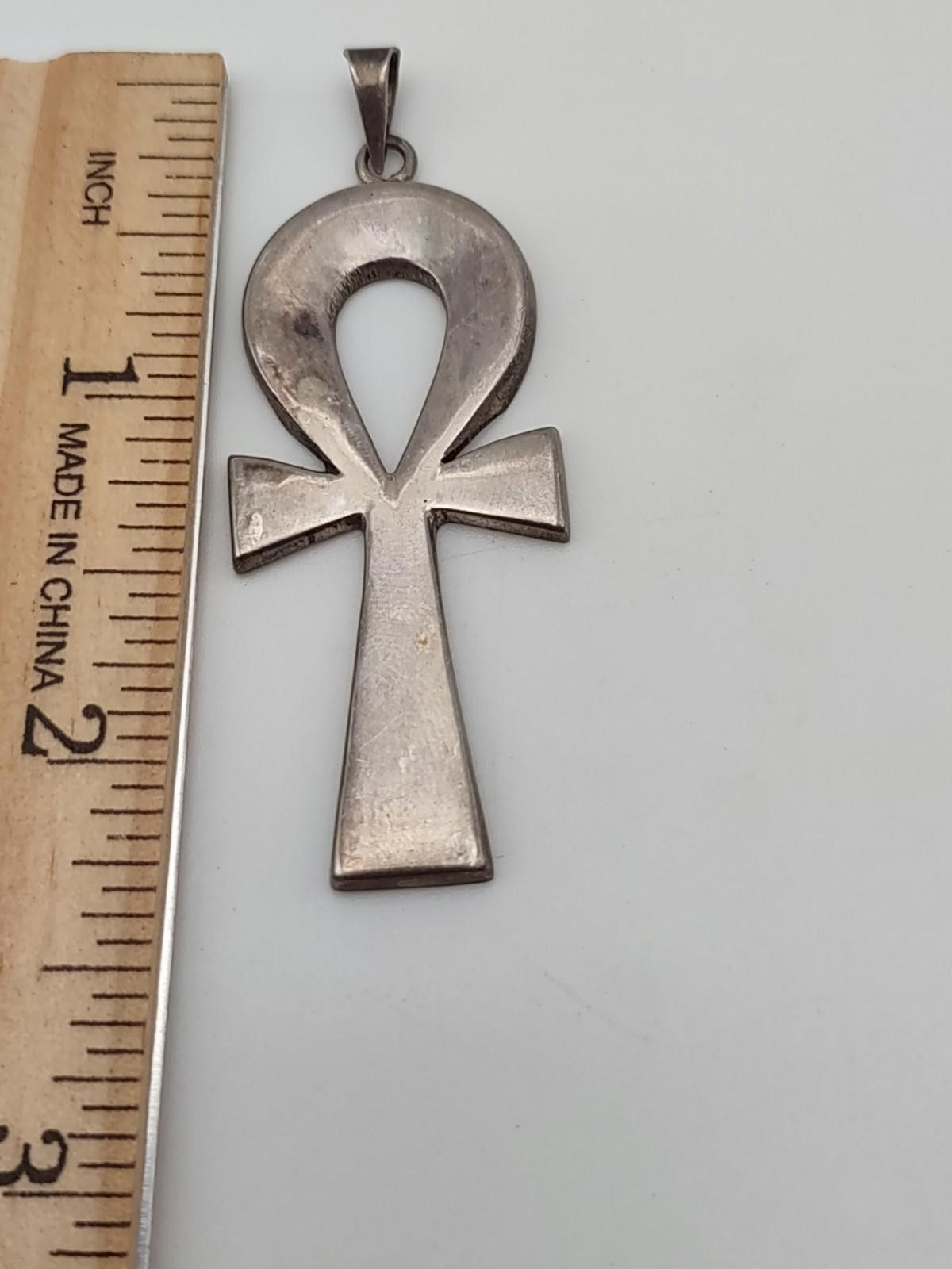 The Unbranded Brand Ankh 925 Pendant Egyptian Cross Key of Life with 30" chain Size ONE SIZE - 4 Thumbnail