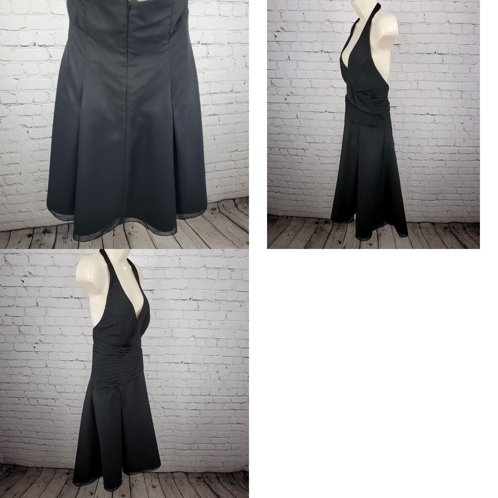 Vintage Modern Maids Mary’s Import Bridal's Black Backless Halter A-Line Midi Dress 14 Size XL / US 12-14 / IT 48-50 - 8 Thumbnail