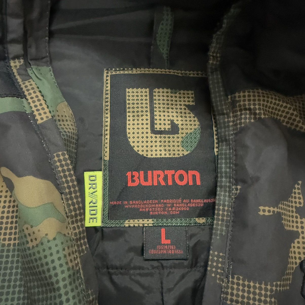 Burton Burton Camouflage Dryride Hoodie Jacket Size US L / EU 52-54 / 3 - 8 Thumbnail