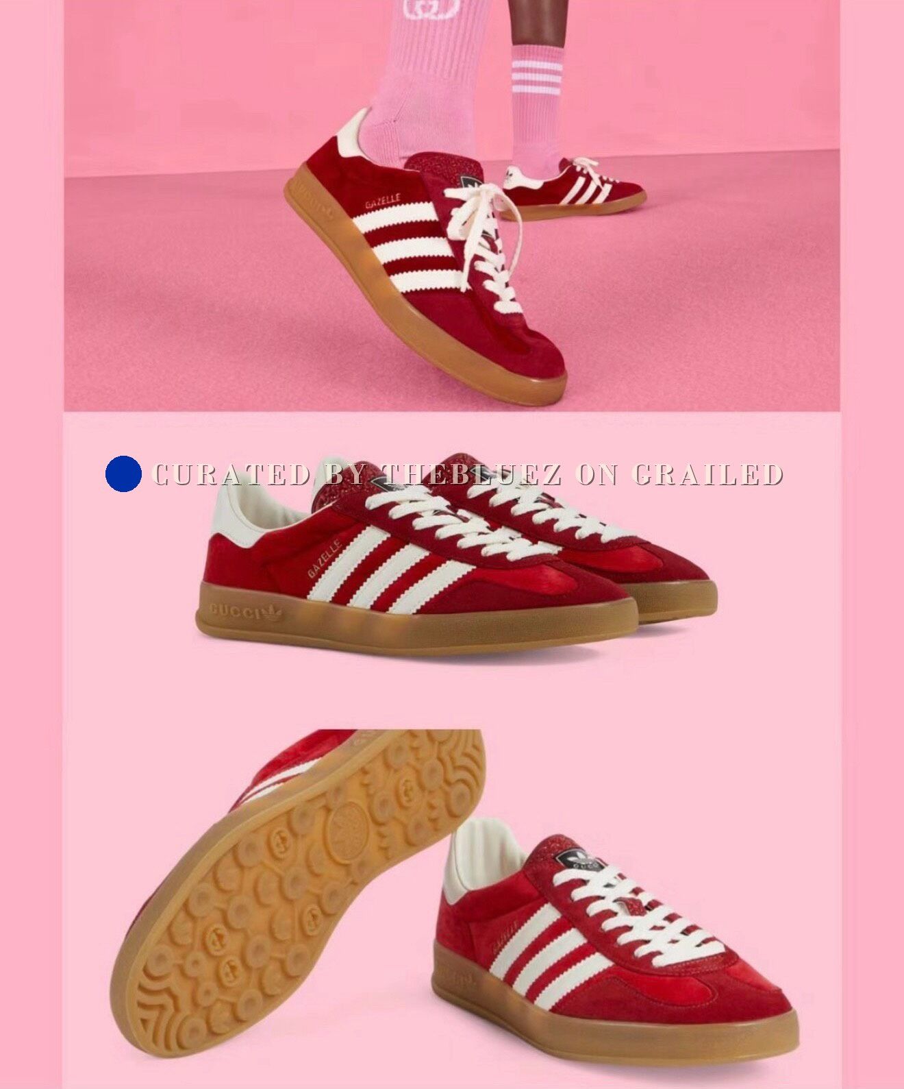 Gucci GUCCI x adidas Gazelle Women's Velvet Shoes Size US 7 / IT 37 - 1 Thumbnail