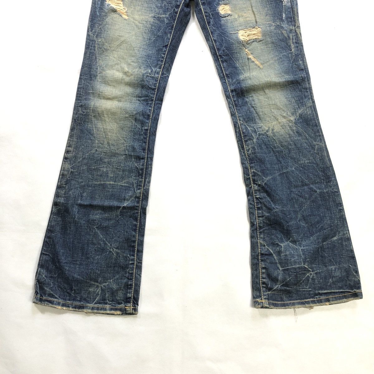 20471120 × Hysteric Glamour × Japanese Brand O PinBall Flare Distressed Denim Pant Size US 32 / EU 48 - 6 Thumbnail