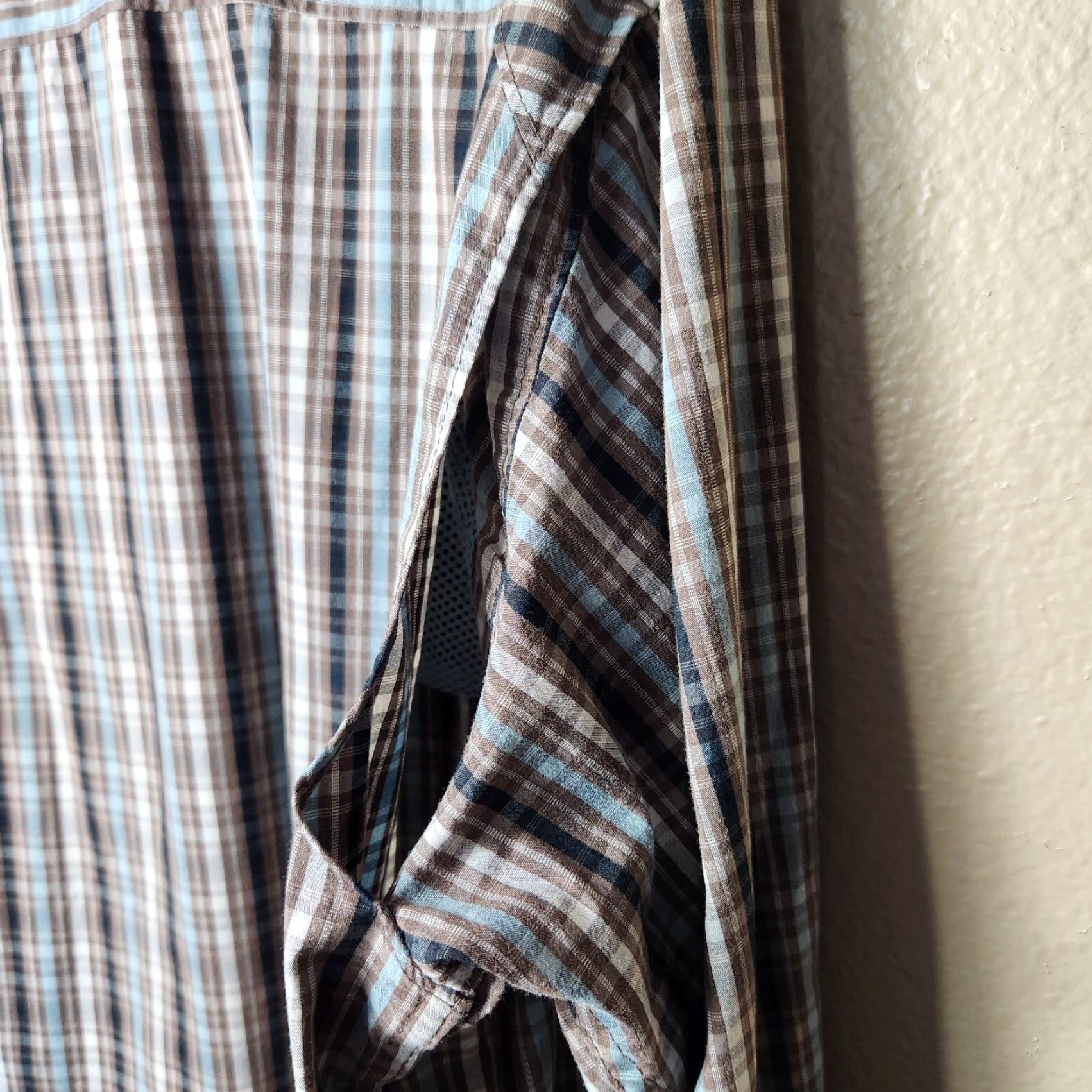 Vintage Columbia Mens Omni-Wick Vented Plaid Buttonfront Shirt-Size L - Brown - Long Sleeve - Rol l Tab - Mens Size US L / EU 52-54 / 3 - 7 Thumbnail