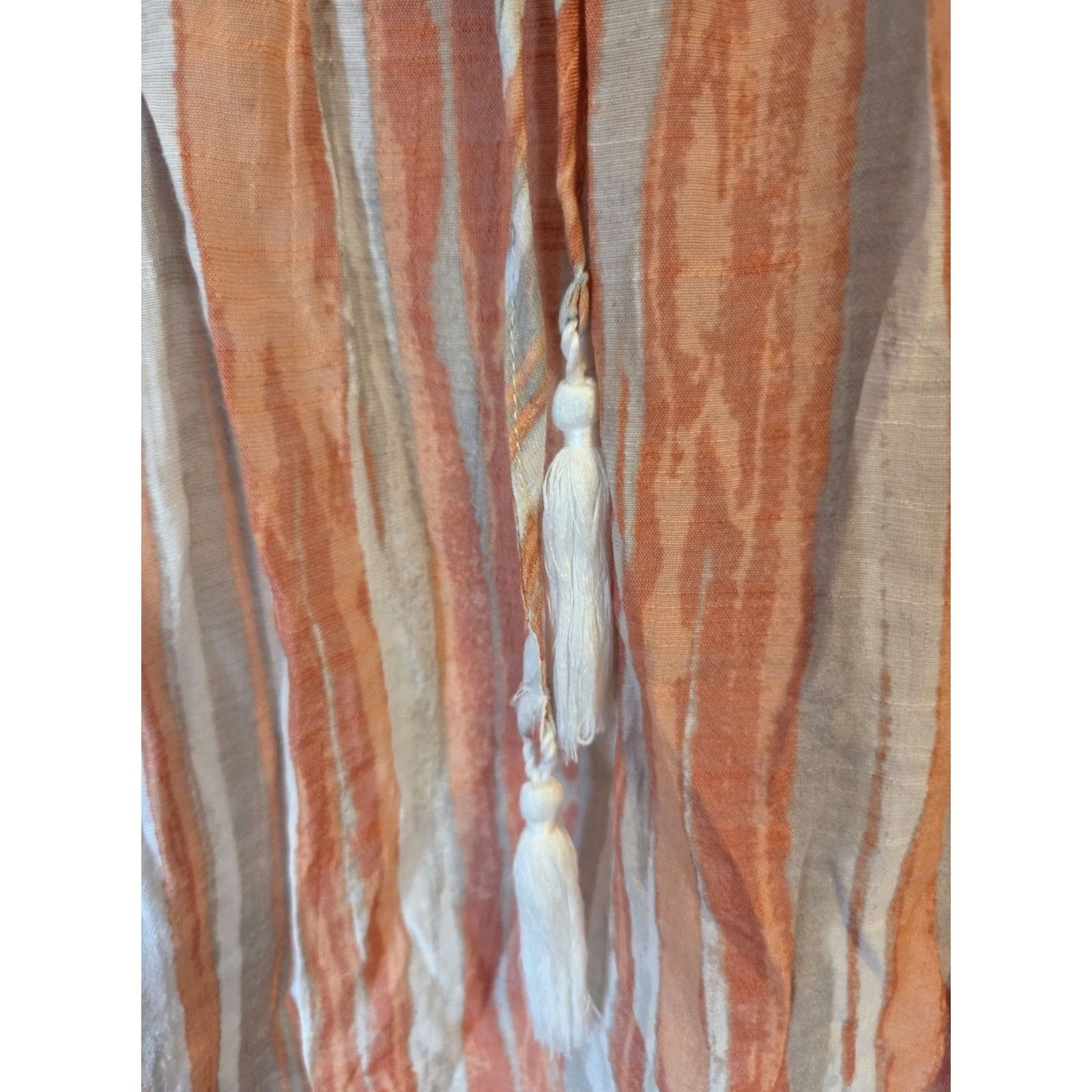 Bell Robert Louis Womens 1X Orange Tan Stripe Bell Sleeve Boho Hippie Top Size XL / US 12-14 / IT 48-50 - 3 Thumbnail
