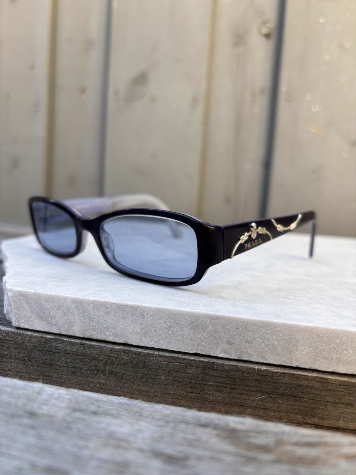 90's 00's プラダ vintage PRADA サングラス　y2k Prada 00s Y2K vintage sunglasses - blue rimless frames