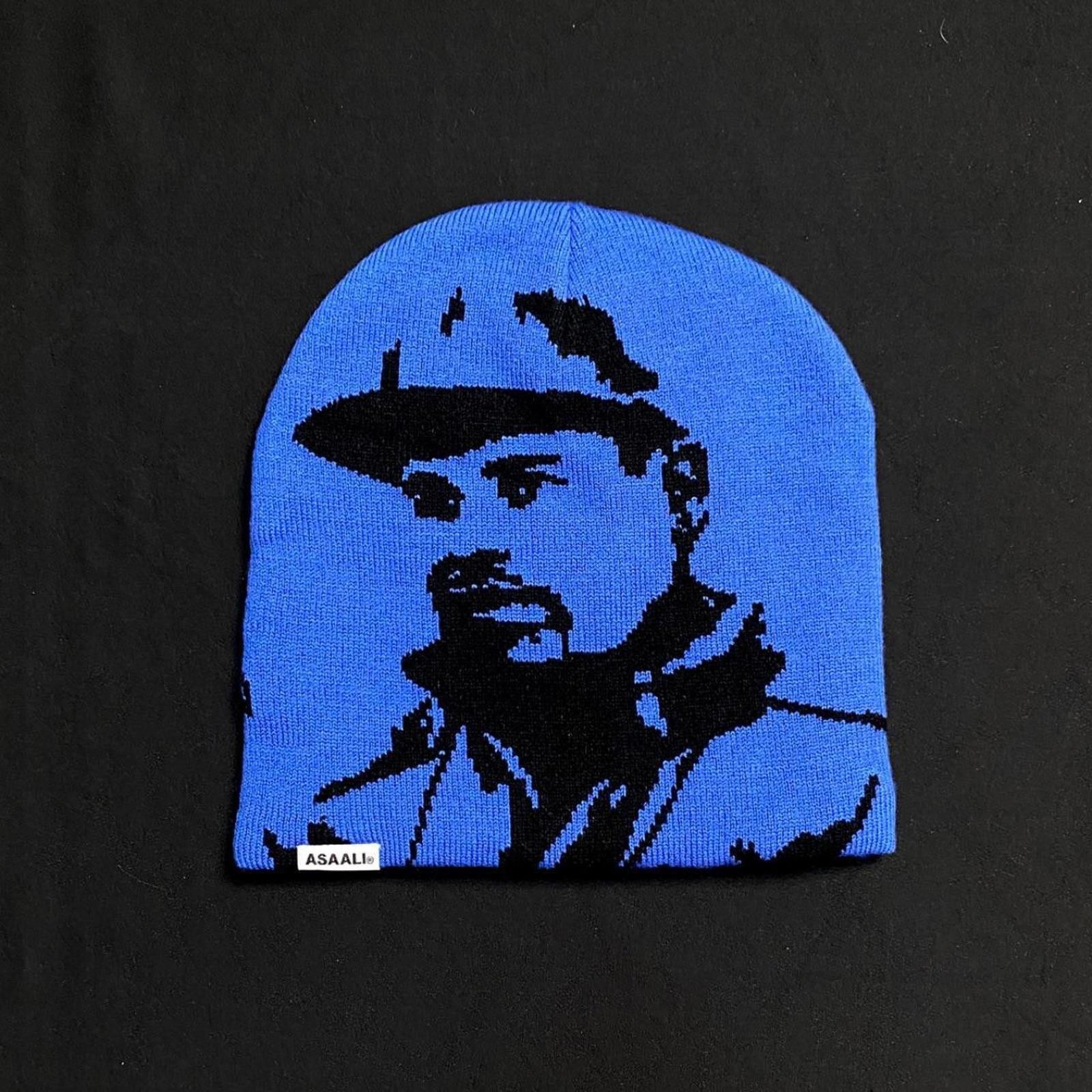 Other Rare Asaali Cartel Skully No Cuff Knit Blue Beanie Hats OS Size ONE SIZE - 1 Thumbnail