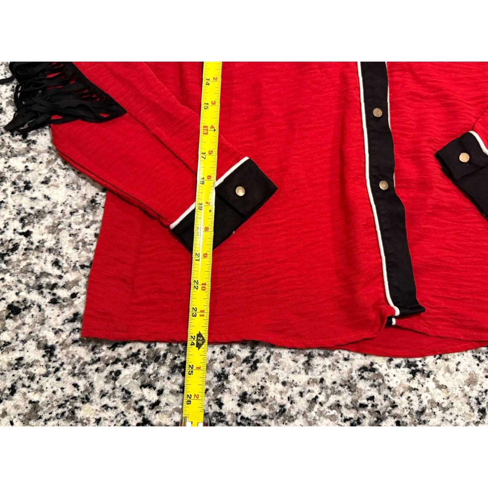 John Moore John Moon Texas Western Fringe Button-Up Long Sleeve Top Red Size M Multicolor Western Women Size M / US 6-8 / IT 42-44 - 4 Thumbnail