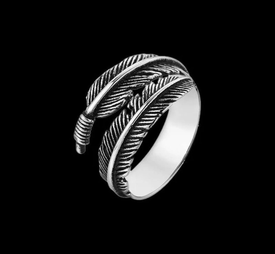 Jewelry Feather Ring Stainless Steel Punk Style (Size 6-13) Size ONE SIZE - 1 Thumbnail