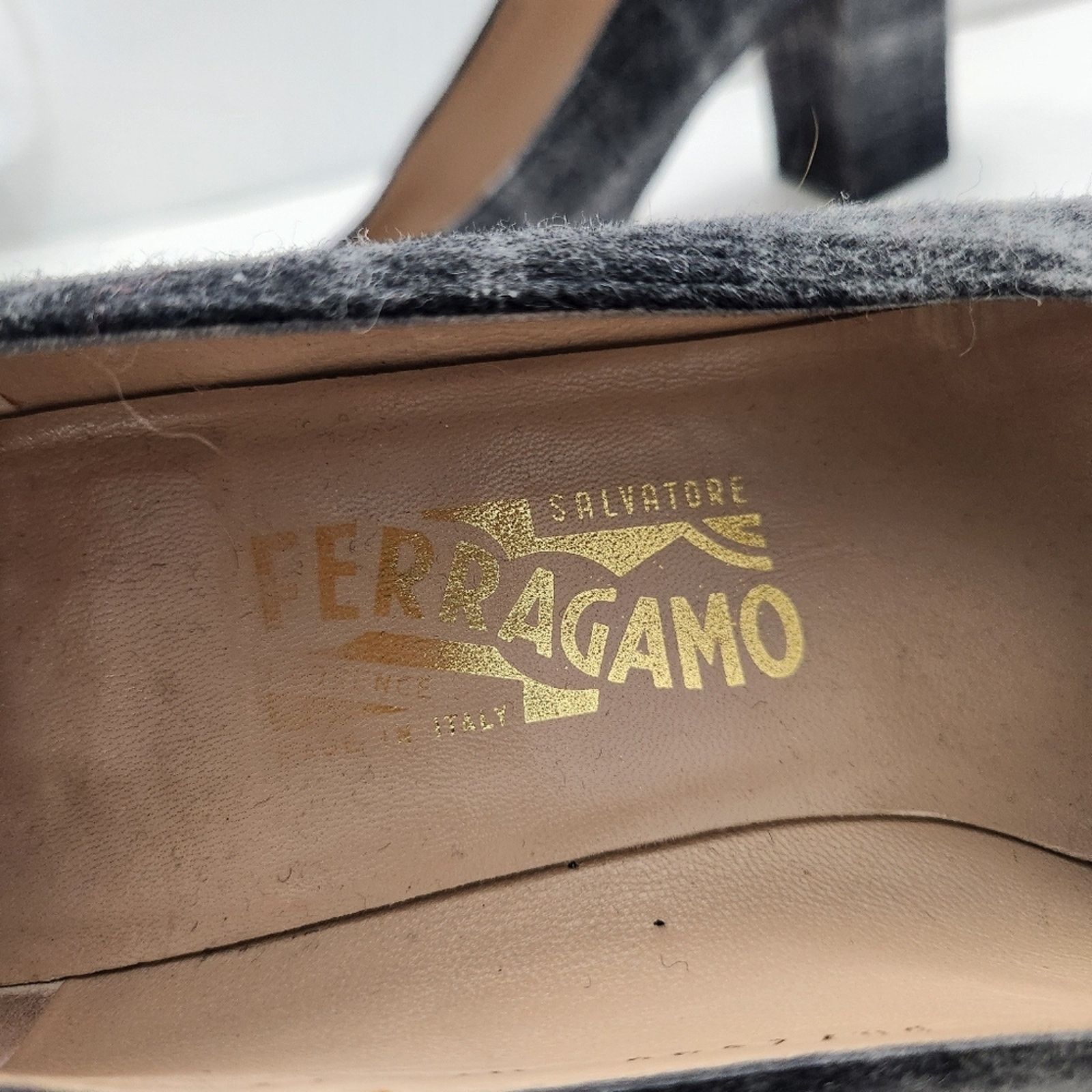 Salvatore Ferragamo Salvatore Ferragamo Allegra Pumps Heel Plaid Fabric Gray Size US 10 / IT 40 - 3 Thumbnail
