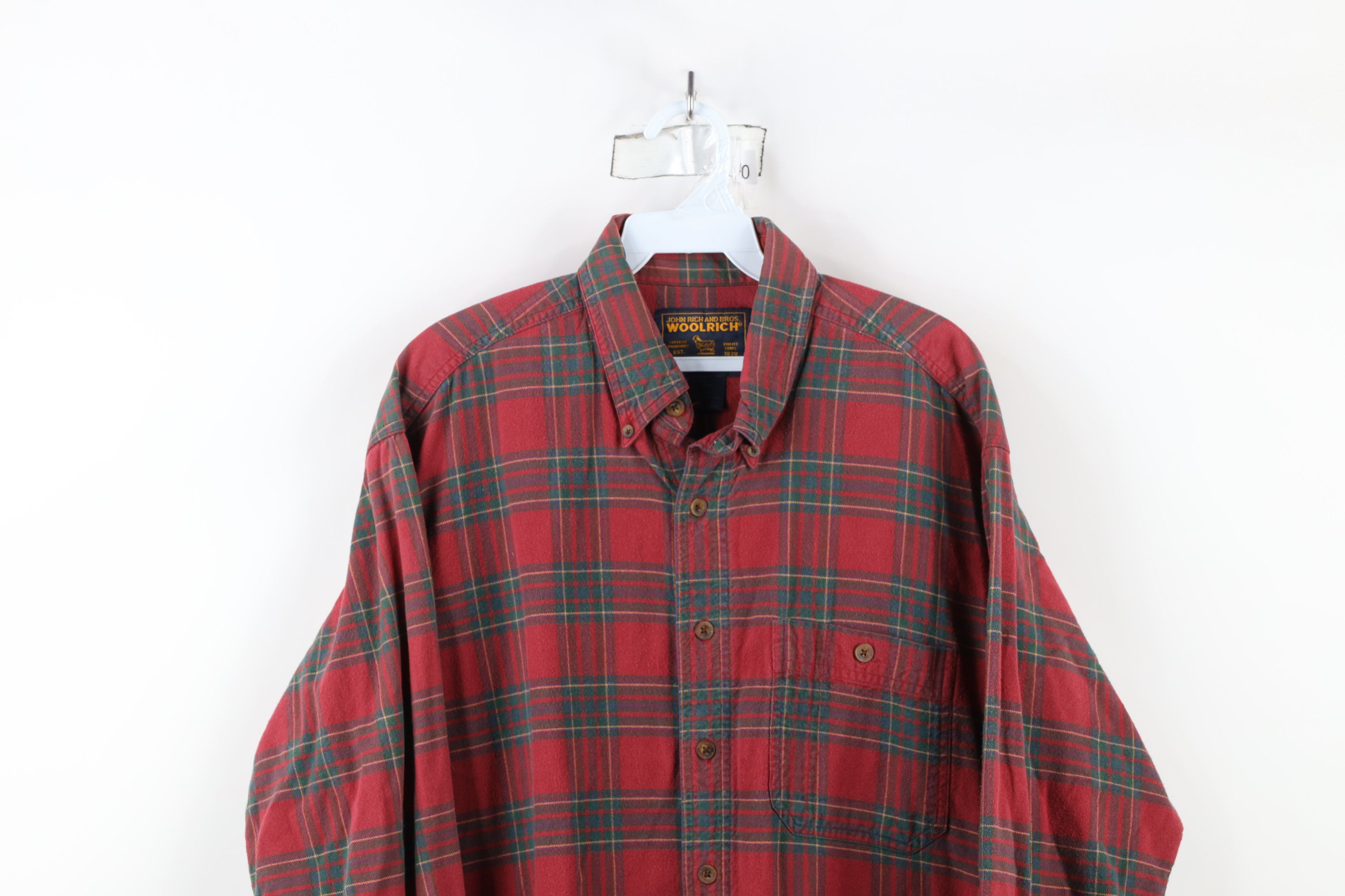Vintage × Woolrich Woolen Mills Vintage 90s Woolrich Collared Button Down Shirt Plaid Size US L / EU 52-54 / 3 - 2 Thumbnail