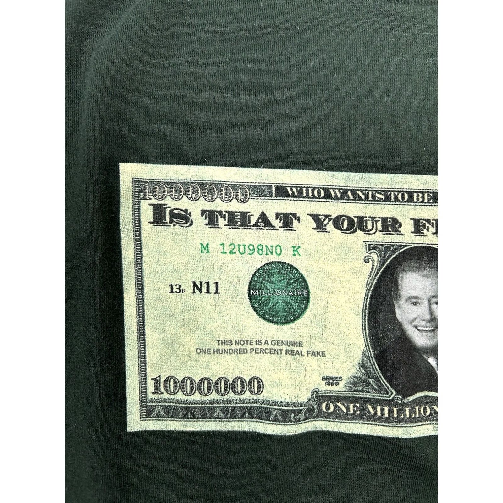 Vintage VINTAGE Who Wants To Be A Millionaire Shirt Regis Philbin XL Green 90s TV Show Promo Tee Size US XL / EU 56 / 4 - 4 Thumbnail