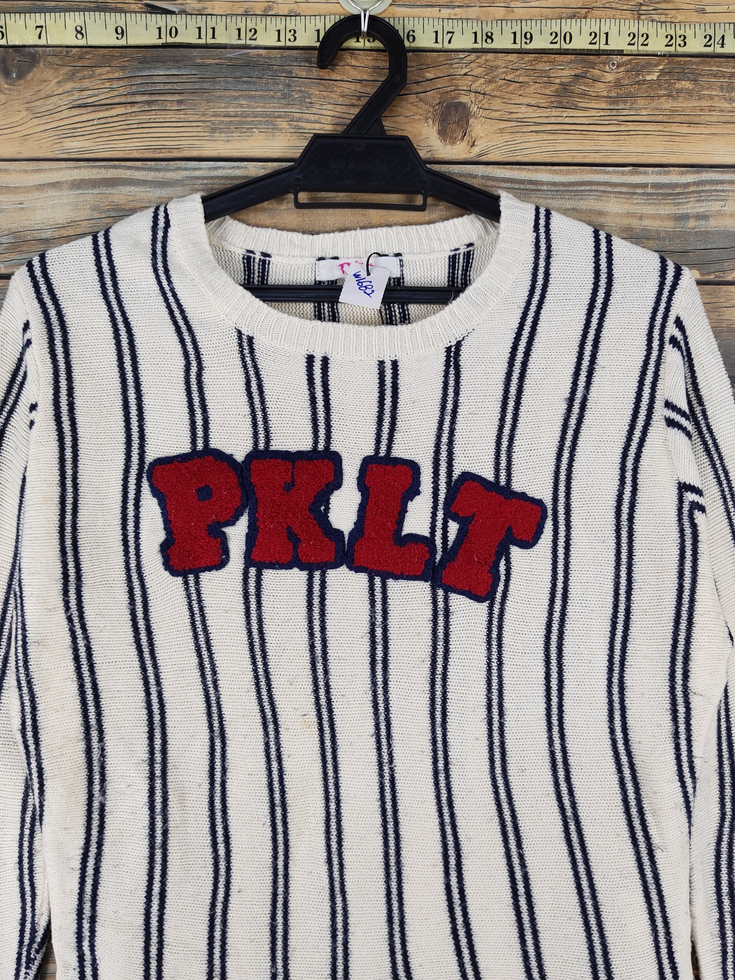 Homespun Knitwear × Japanese Brand × Vintage Pinklatte Cream Navy Stripe Knitwear Sweatshirts #W1682 Size XS / US 0-2 / IT 36-38 - 2 Thumbnail