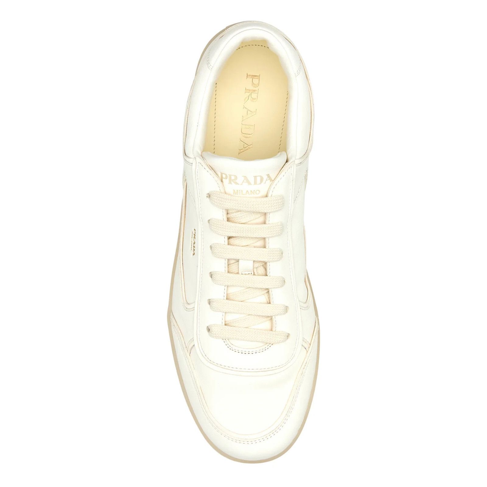 Prada PRADA White Leather Sneakers New And Authentic (Men's size:9 Size US 9 / EU 42 - 4 Thumbnail