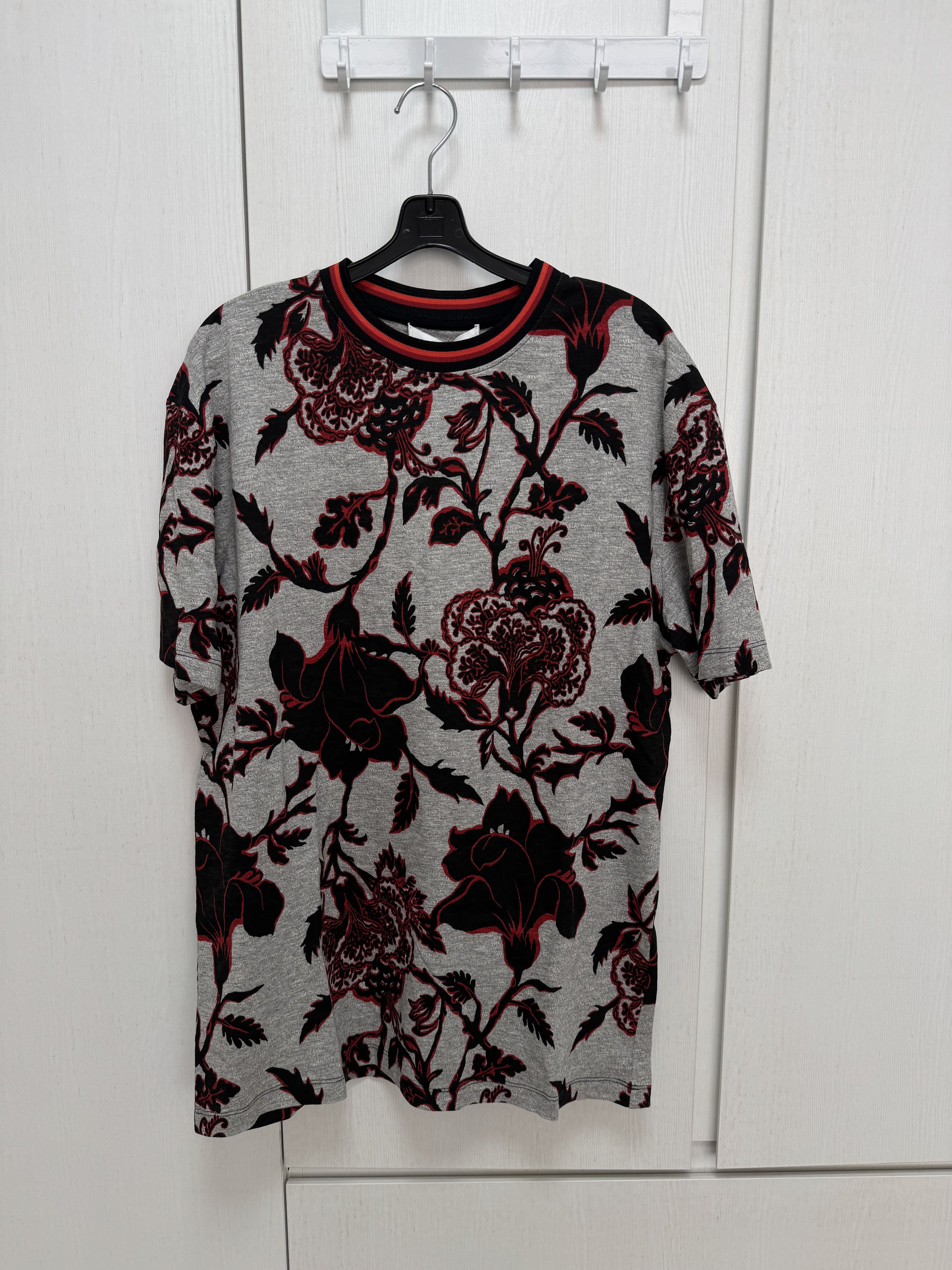 McQ Alexander McQueen Red Floral Grey T-Shirt Size US L / EU 52-54 / 3 - 1 Thumbnail