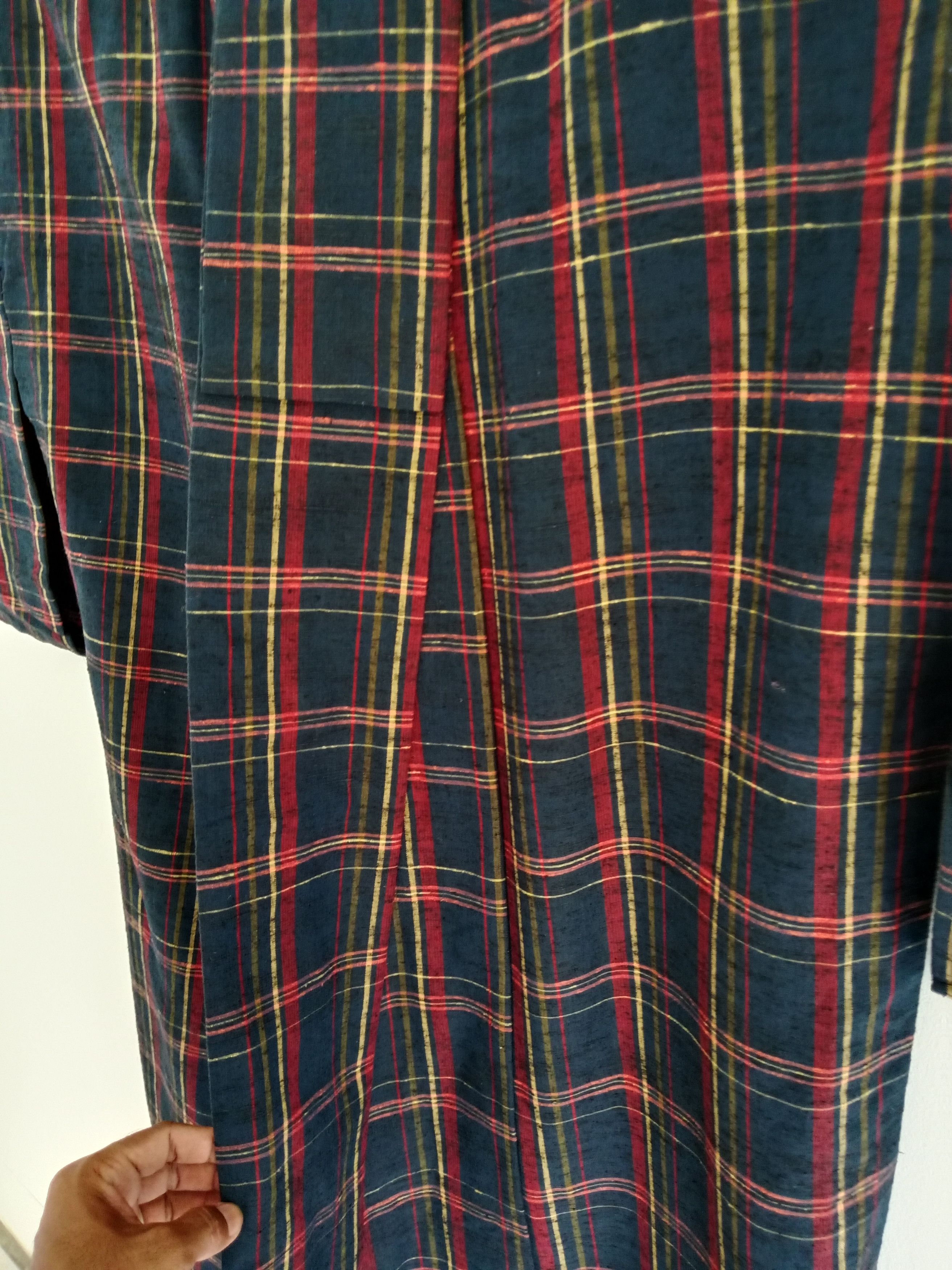 Japanese Brand Vintage Yukata Kimono Plaid Motif Cotton Kimono Robe Size US L / EU 52-54 / 3 - 7 Thumbnail