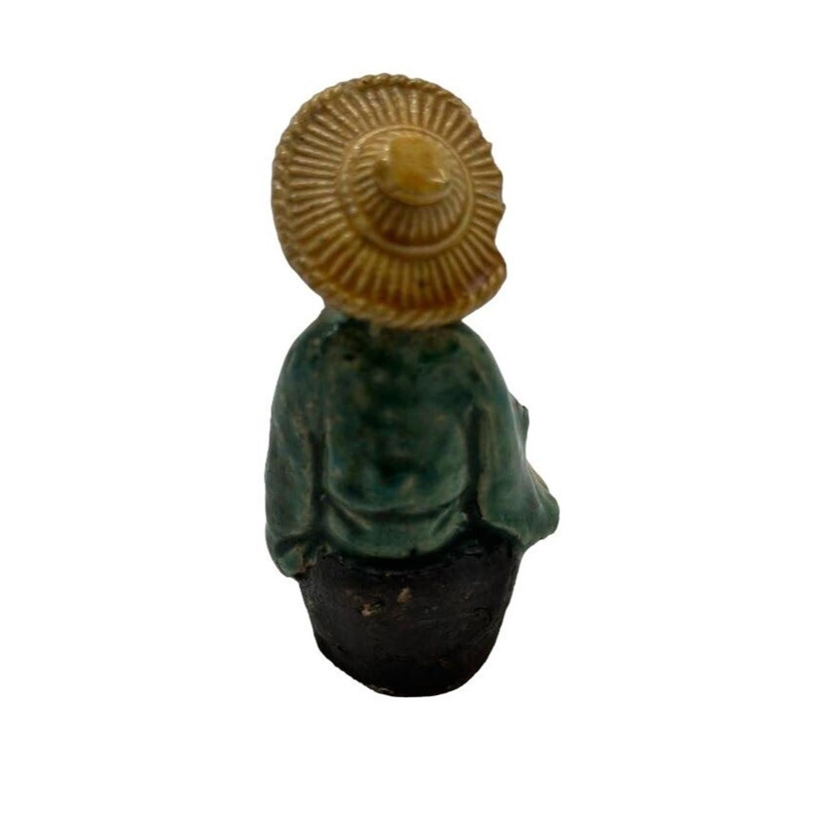Designer Vintage Mud Man/Men Seated Green Yellow Figurine 3.5" Size ONE SIZE - 3 Thumbnail