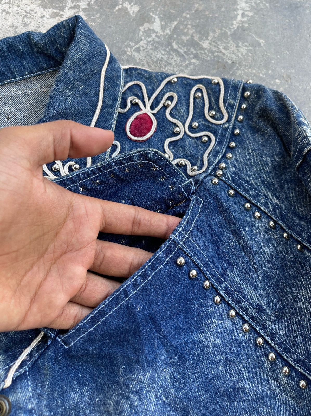 Japanese Brand 🔥Vintage Kong Loon Studded Crop Denim Jacket Kapital Style Size S / US 4 / IT 40 - 10 Thumbnail