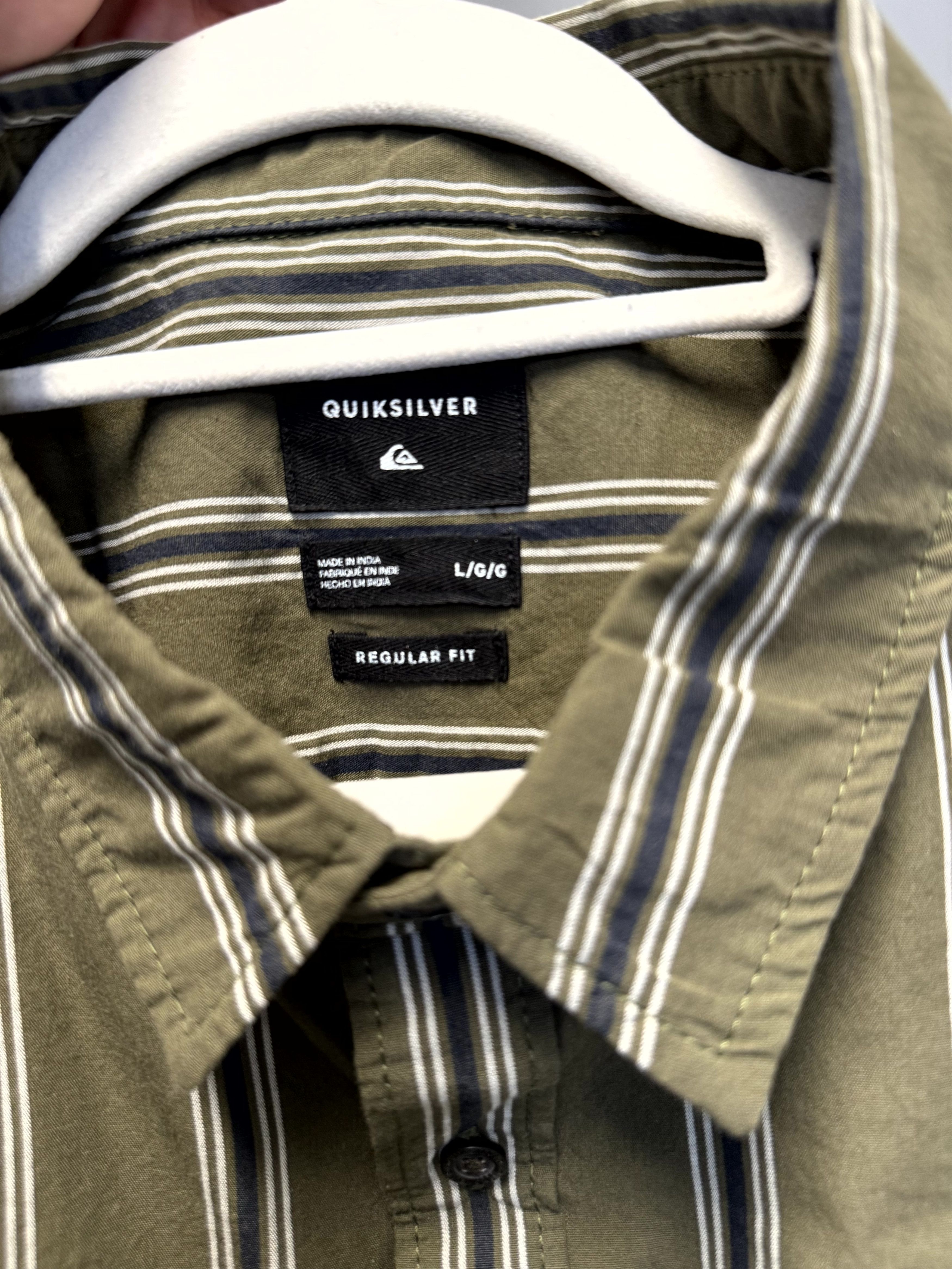 Quicksilver × Quiksilver Quiksilver Green Button Up - Vertical Stripes Size US L / EU 52-54 / 3 - 4 Thumbnail
