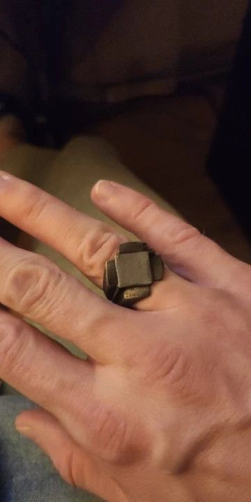 Vintage SIZE 10 Retro Punk Geometric Rhombus Ring Size ONE SIZE - 4 Thumbnail