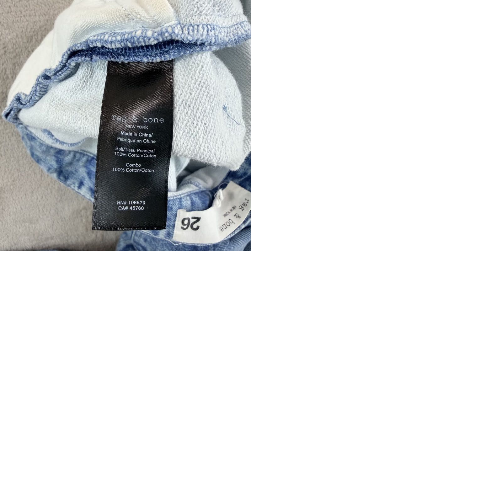 Rag & Bone rag & bone Miramar Sid Printed Carpenter Jeans Blue Wash Women 26 Cotton Terry Carpent er Bohemian 5-Pocket High Rise Jeans Womens Size 26" / US 2 / IT 38 - 9 Thumbnail