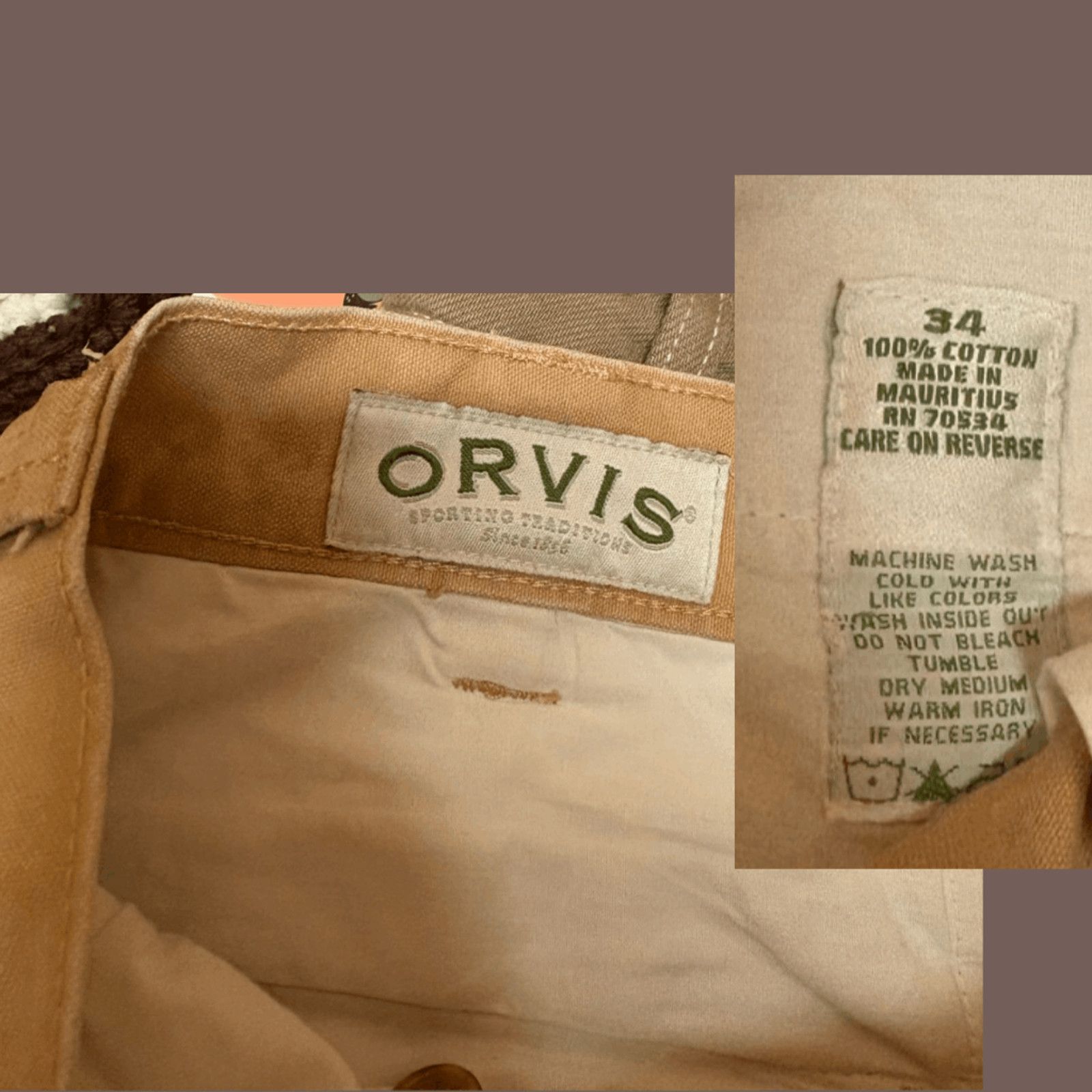 Orvis VTG Waxed Chinos | Orvis Khaki Field Pant |Distressed Rugged Size US 34 / EU 50 - 4 Thumbnail