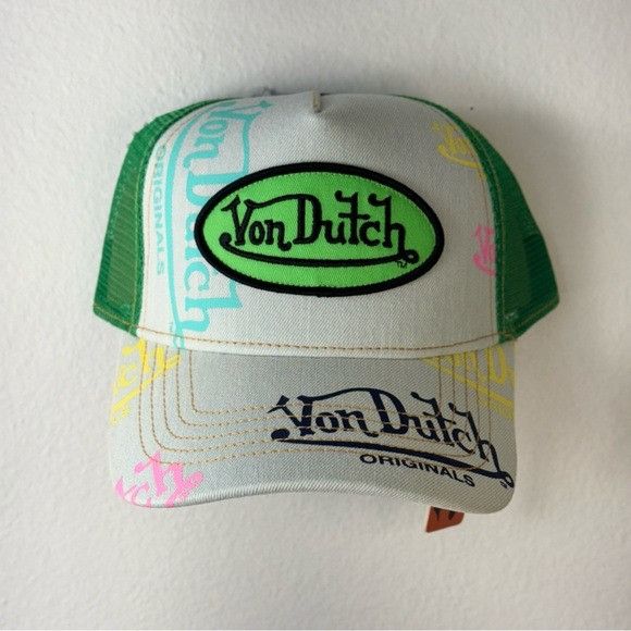 Designer × Von Dutch NWT VON DUTCH LIGHT DENIM APPLE LOGO TRUCKER HAT Size ONE SIZE - 2 Thumbnail