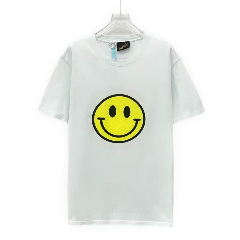 Loewe Loewe White smiling face printed cotton round neck short s Size L / US 10 / IT 46 - 1 Thumbnail
