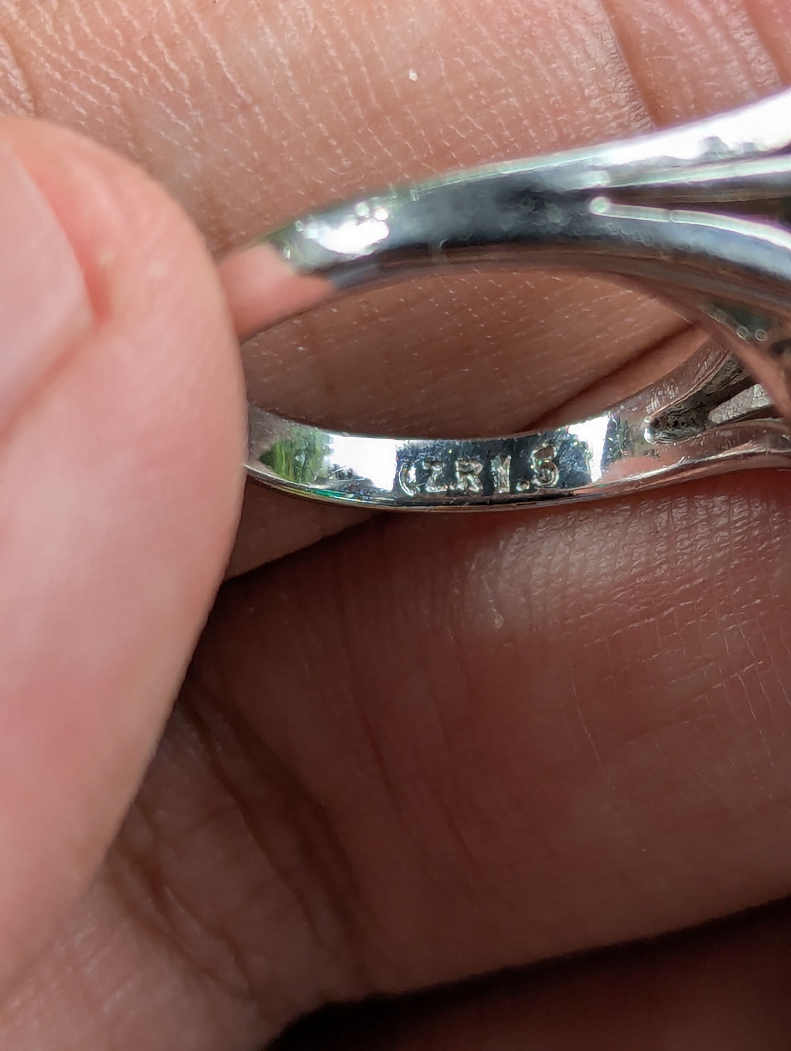 Sterling Silver 925 Sterling Silver Ring with Green Diamond Size ONE SIZE - 7 Thumbnail