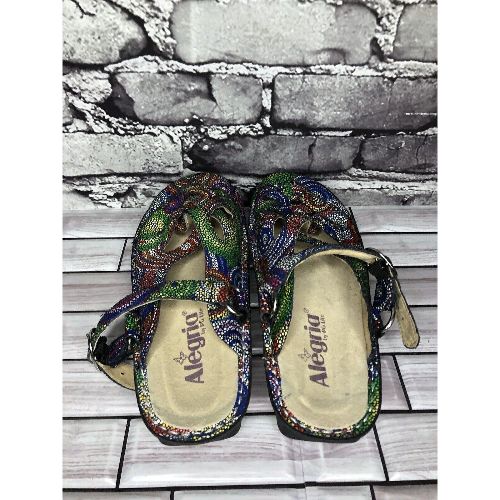 Other Alegria Fre-387 Rainbow Color Mosaic Leather Strap Clogs Sho Size US 5 / IT 35 - 5 Thumbnail