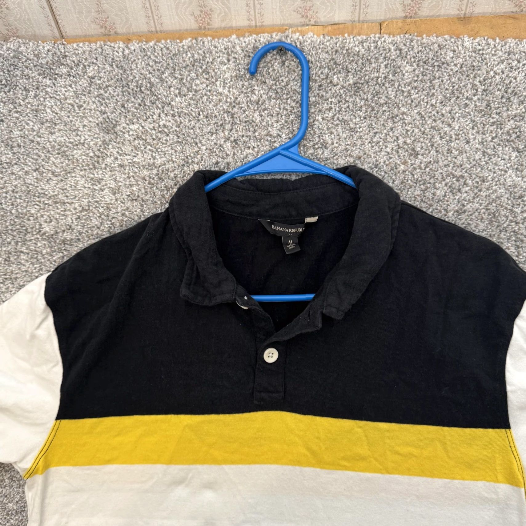 Banana Republic Banana Republic Shirt Mens Medium Black Yellow White Stripe Cotton BR Size US M / EU 48-50 / 2 - 4 Thumbnail
