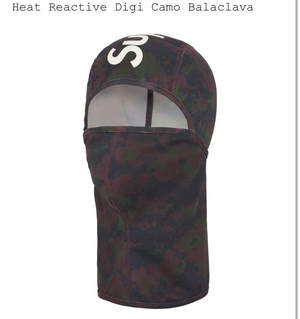 Supreme SUPREME HEAT REACTIVE DIGI CAMO BALACLAVA Size ONE SIZE - 5 Thumbnail