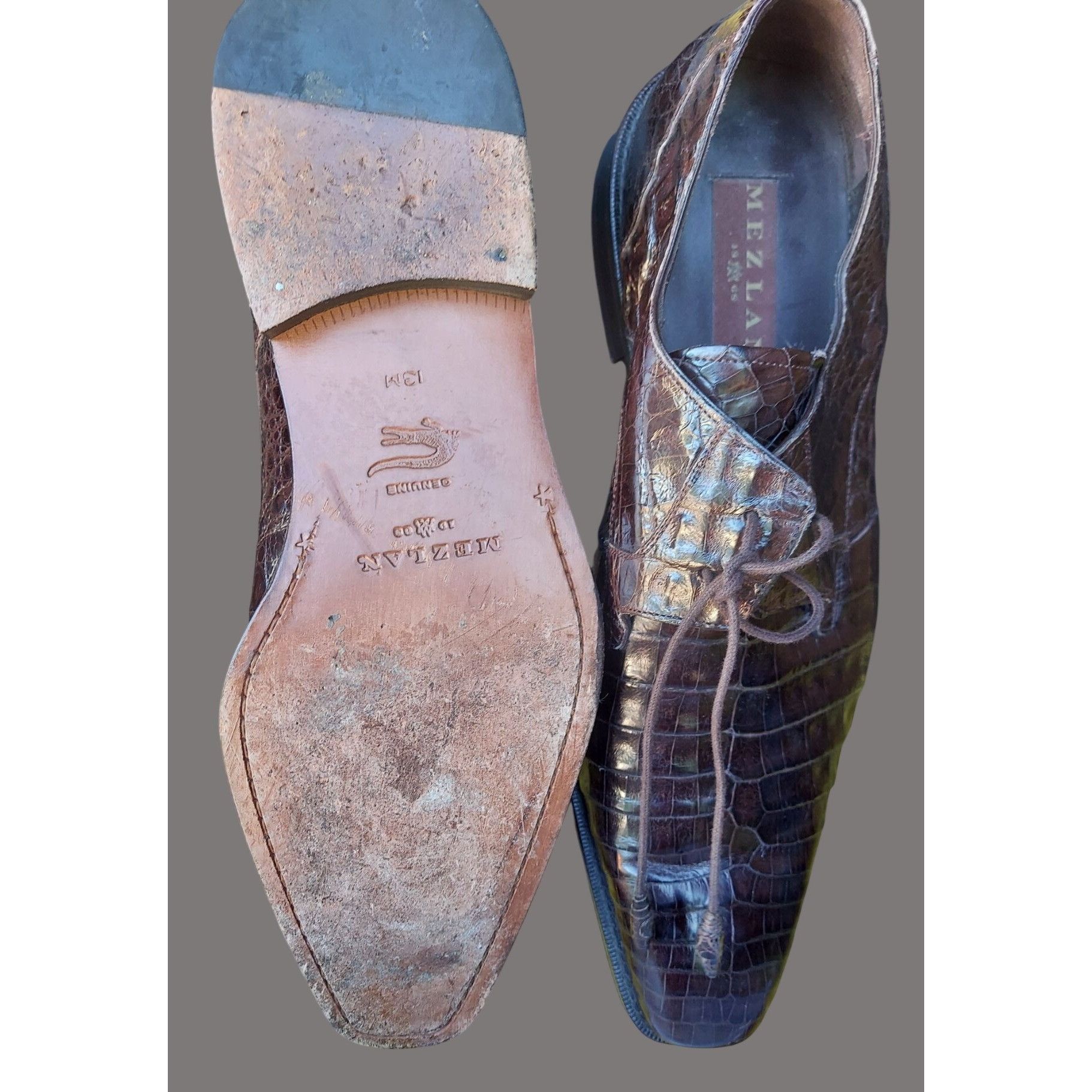 Mezlan Mezlan Mens Genuine Alligator Brown Dress Shoes Size 13M V01 Size US 13 / EU 46 - 3 Thumbnail