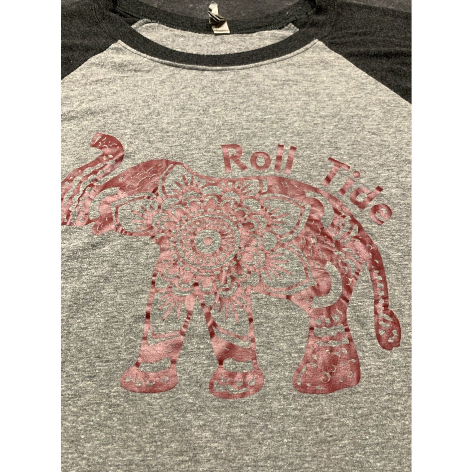 American Apparel University of Alabama Ladies XL Roll Tide T-Shirt 3/4 Sleeve Gray Black Sports Summer Fall Spring Size XL / US 12-14 / IT 48-50 - 2 Thumbnail