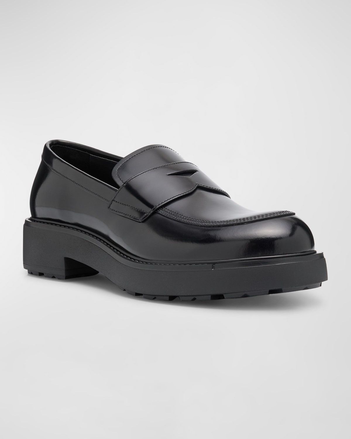 Prada o1la1rc1a0925 Diapason Leather Penny Loafers in Black Size US 10 / EU 43 - 3 Thumbnail