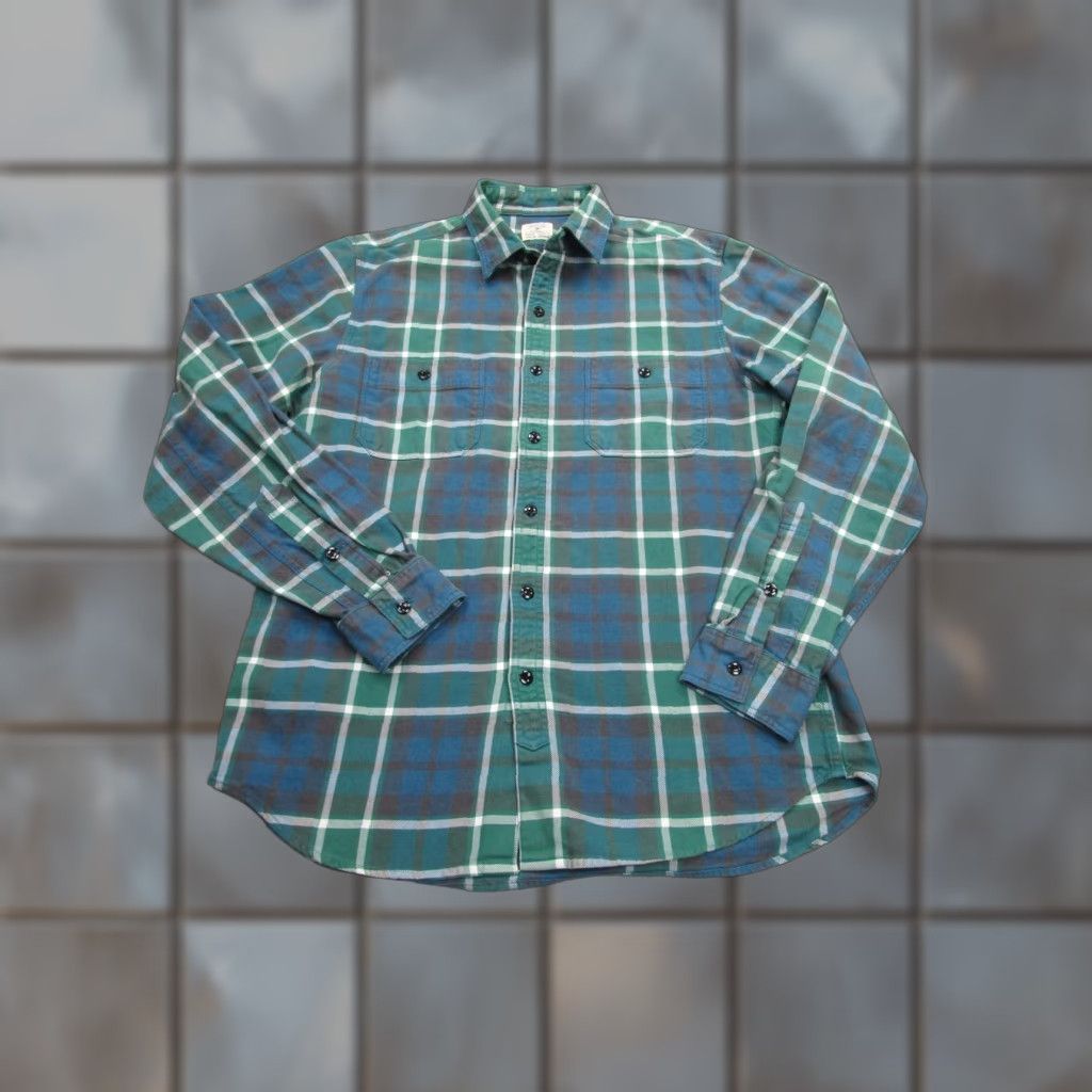 J.Crew J.CREW Shirt Mens Medium Green Blue Plaid Flannel Long Sleeve Button Up Casual Size US M / EU 48-50 / 2 - 1 Thumbnail