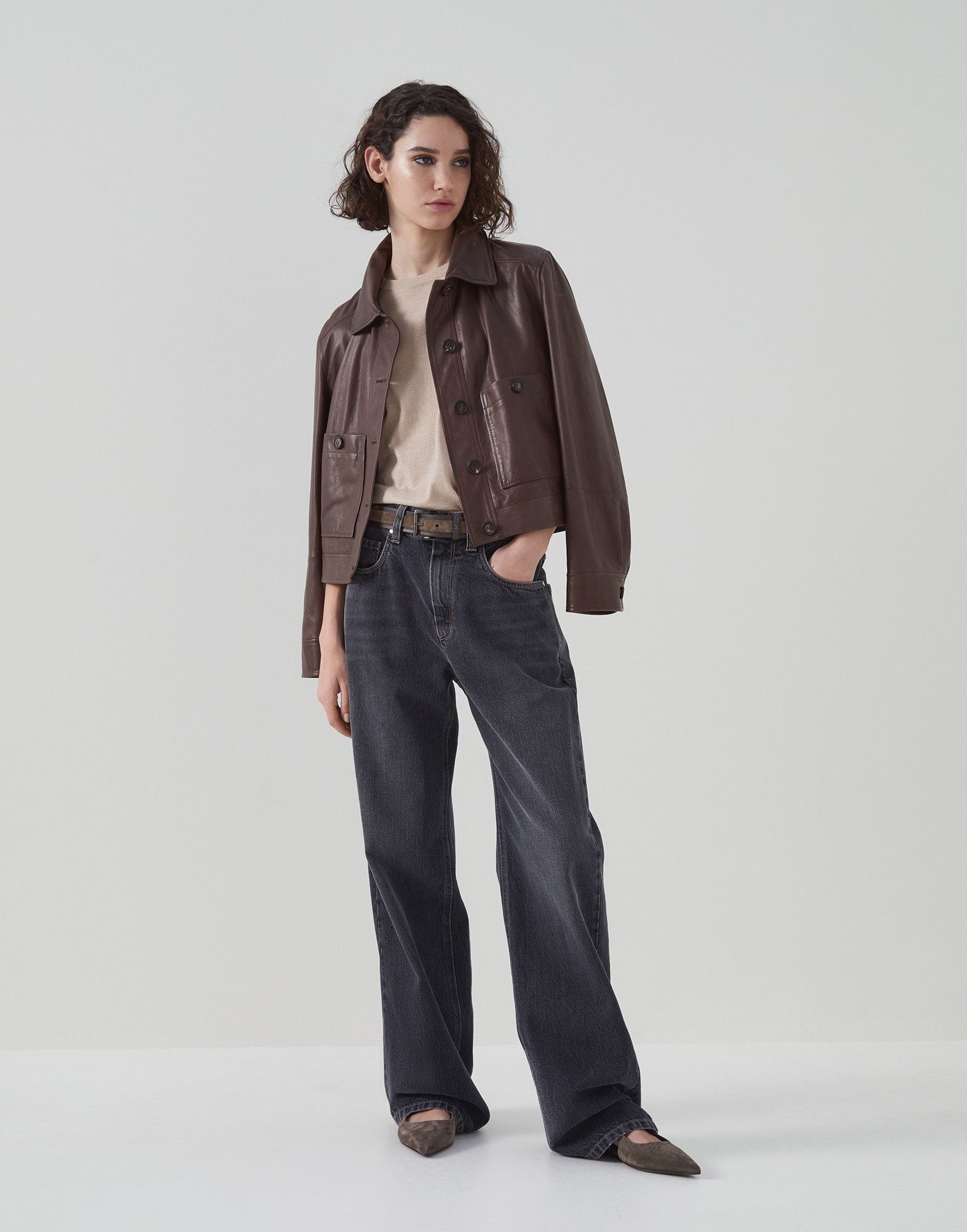 Brunello Cucinelli o1la1rc1a0325 Cashmere T-Shirt With Lurex in Beige Size S / US 4 / IT 40 - 5 Thumbnail