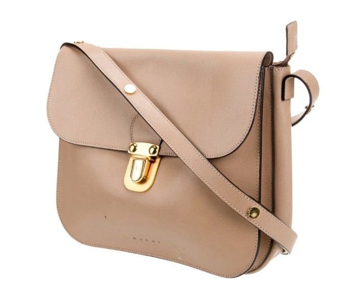 Marni Marni Beige Leather Pushlock Saddle Shoulder Crossbody Bag Size ONE SIZE - 2 Thumbnail