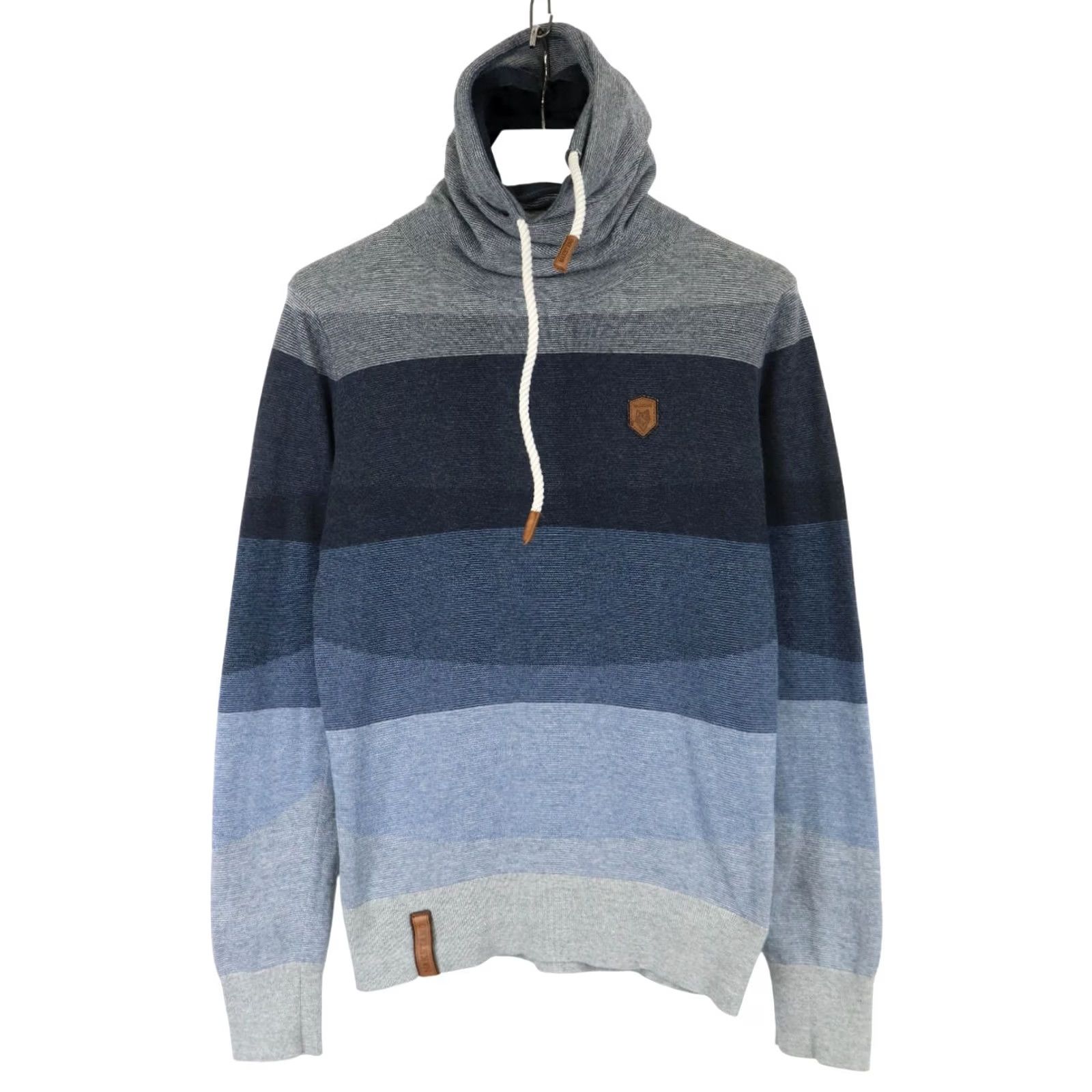 Vintage Naketano Sweatshirt Mens MEDIUM Blue Patterned Logo Hooded Pullover Drawstring Size US M / EU 48-50 / 2 - 2 Thumbnail