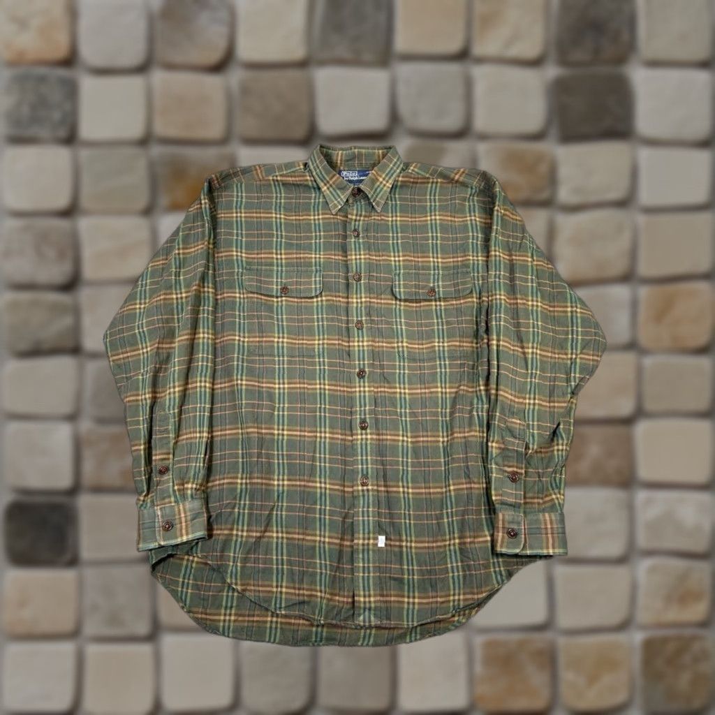 Polo Ralph Lauren VINTAGE Polo Ralph Lauren Shirt Mens L Green Plaid Button-Up Size US L / EU 52-54 / 3 - 1 Thumbnail