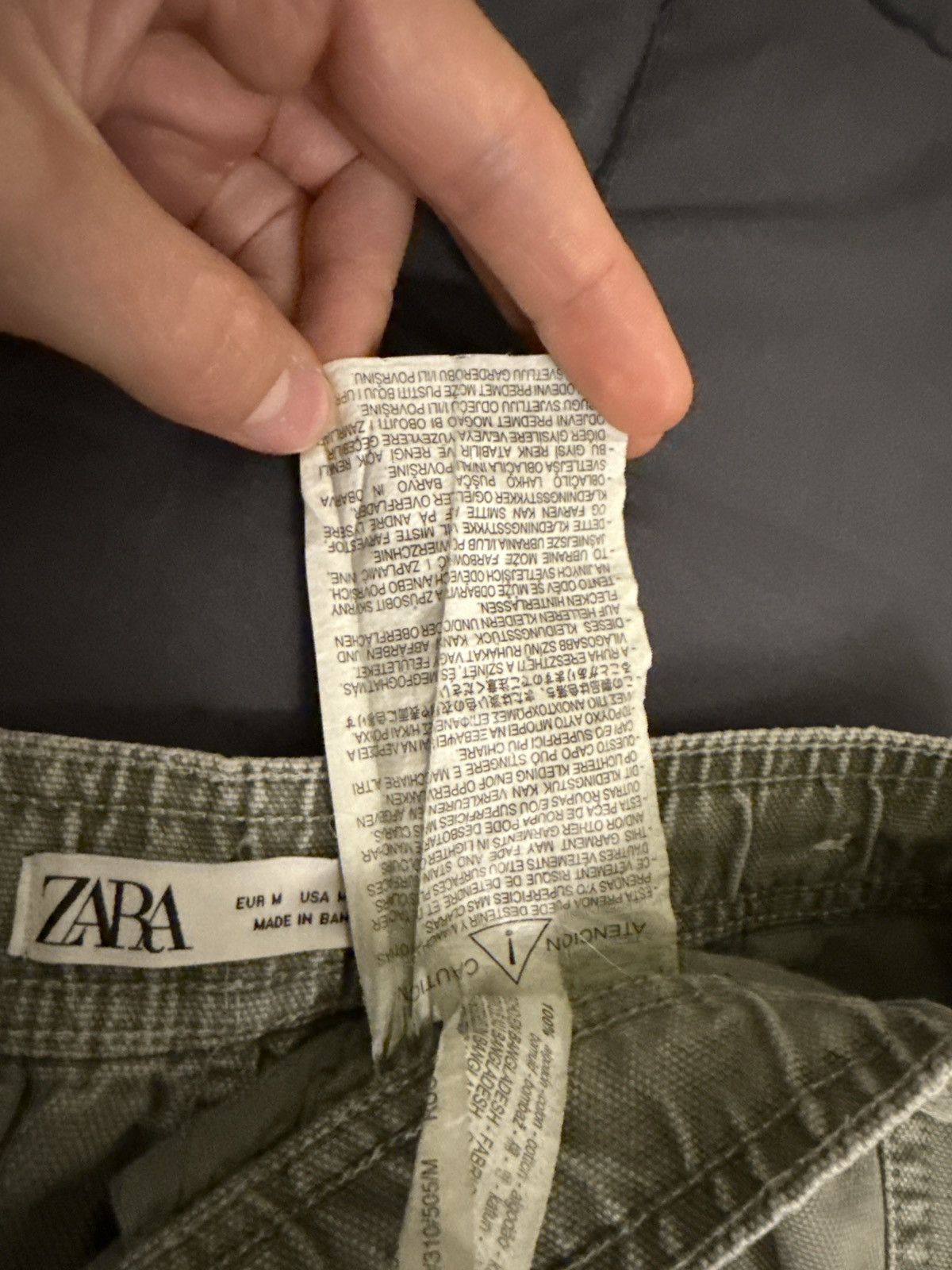Zara Men’s baggy fit Washed Green Cargo Denim Street Wear Size US 31 - 7 Thumbnail