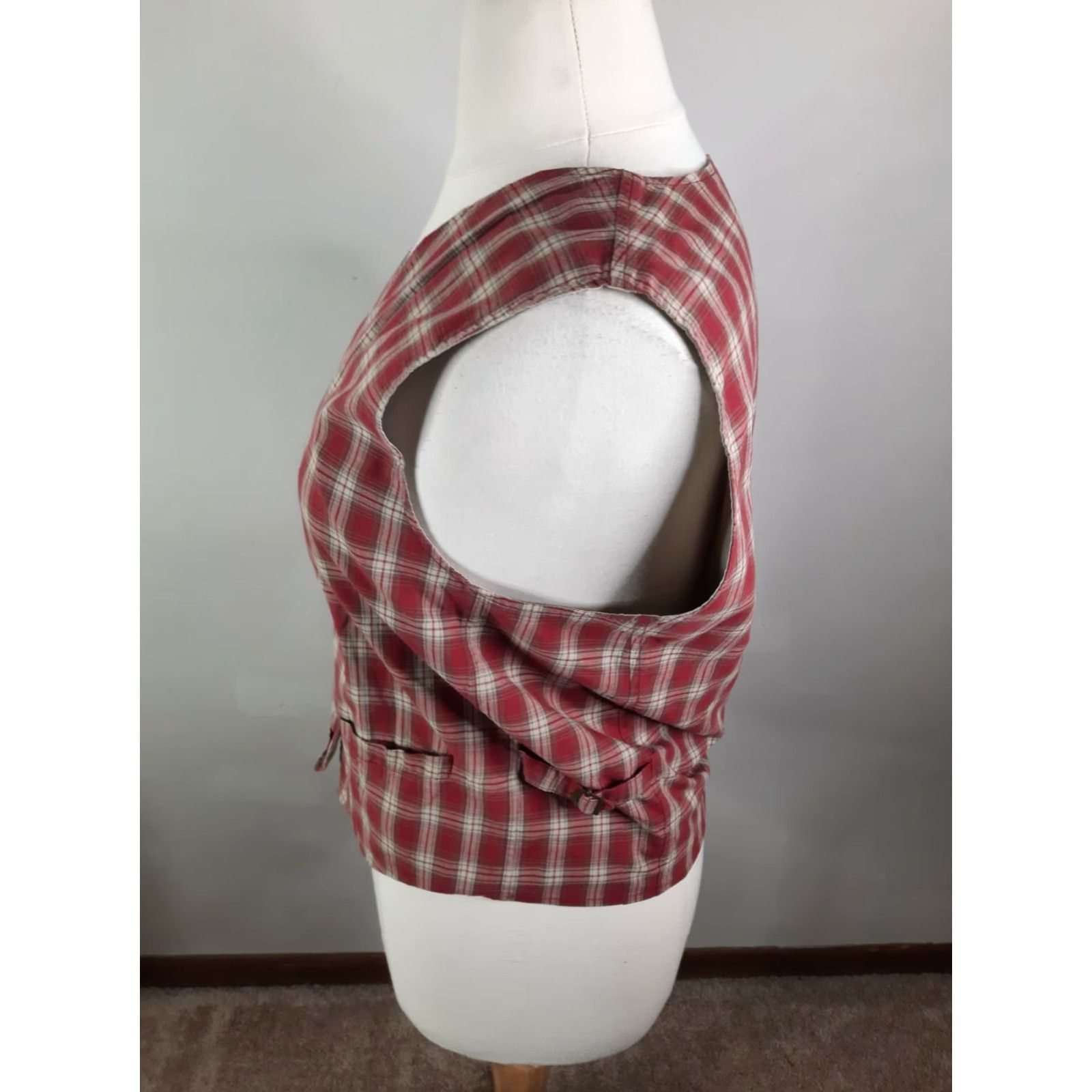 Eddie Bauer VINTAGE Eddie Bauer Vest Women's L Red Plaid Lumberjack Cotton Woven V3J Size L / US 10 / IT 46 - 4 Thumbnail