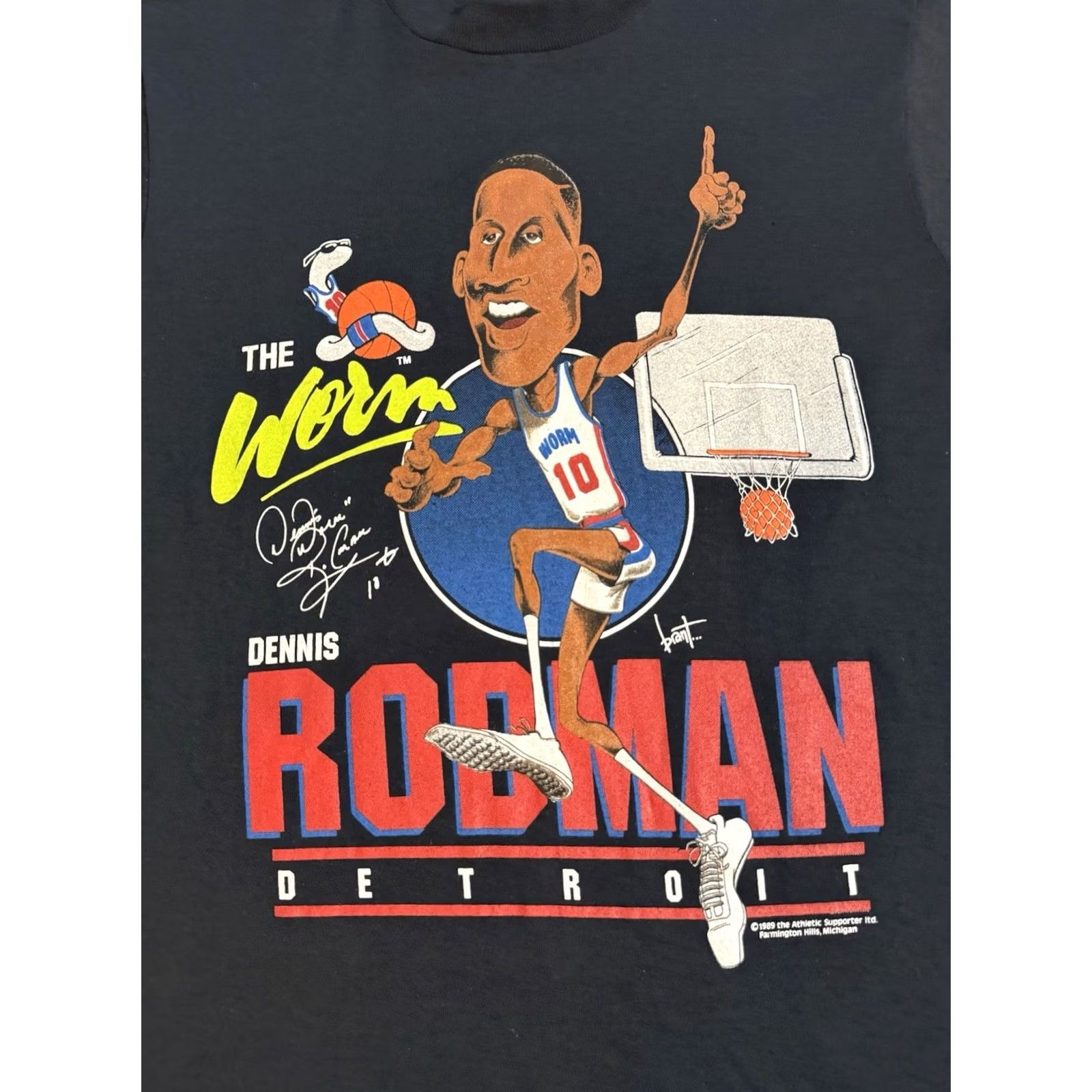Vintage VINTAGE 1989 Dennis Rodman The Worm Detroit Pistons T Shirt M NBA Basketball Black Screen Stars 80s Mens Size US M / EU 48-50 / 2 - 2 Thumbnail