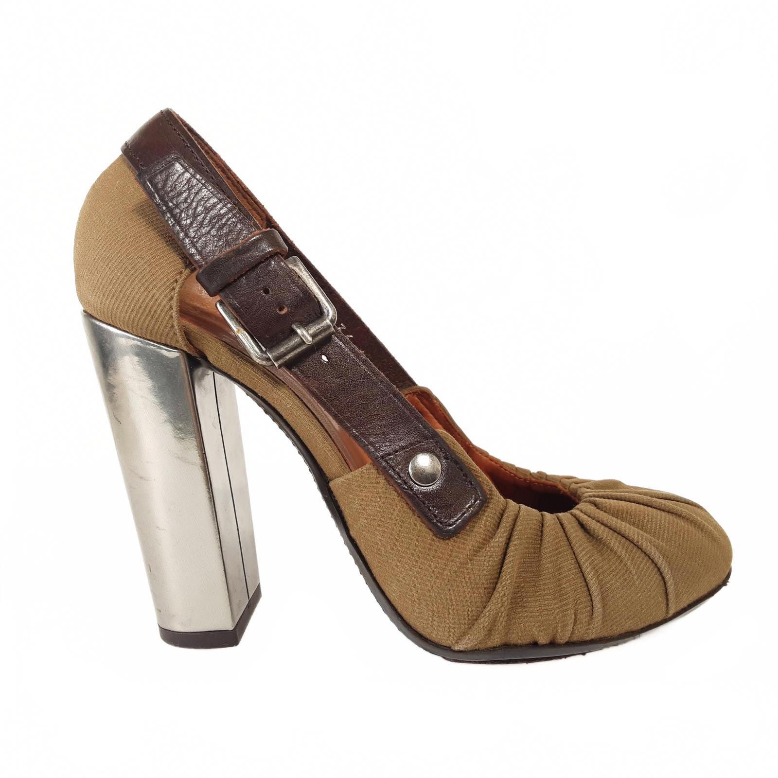 Dries Van Noten Italy Heels Green Kaki Brown Us 5 Shoes, Women's