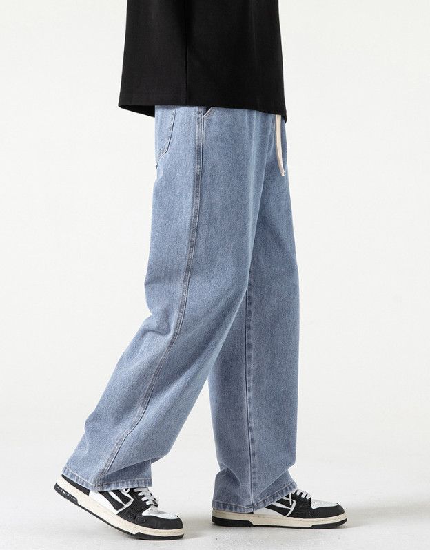 Japanese Brand Men's washed distressed straight leg loose fit jeans Size US 32 / EU 48 - 3 Thumbnail